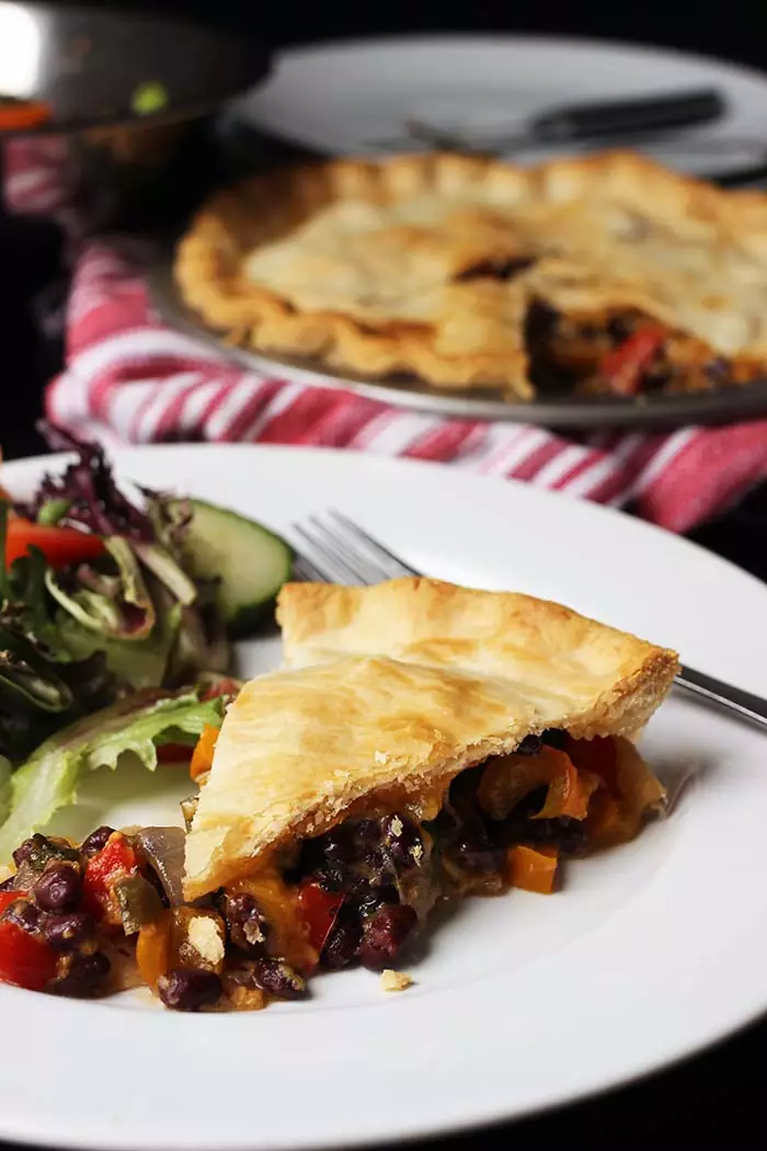 black bean pot pie on plate