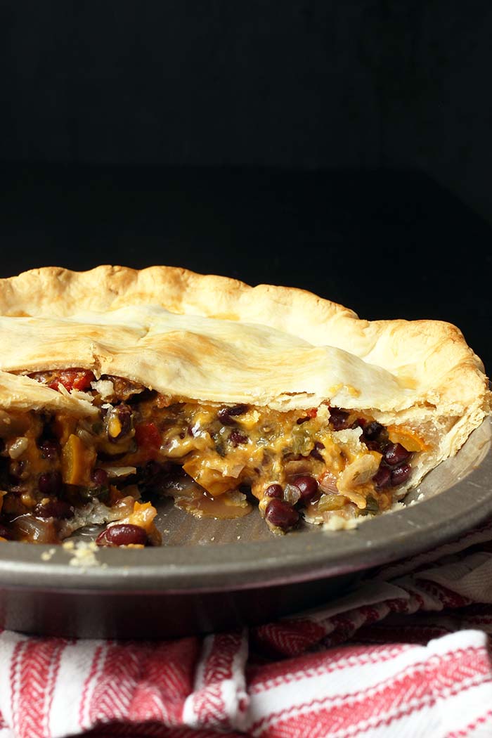 cut open black bean pot pie