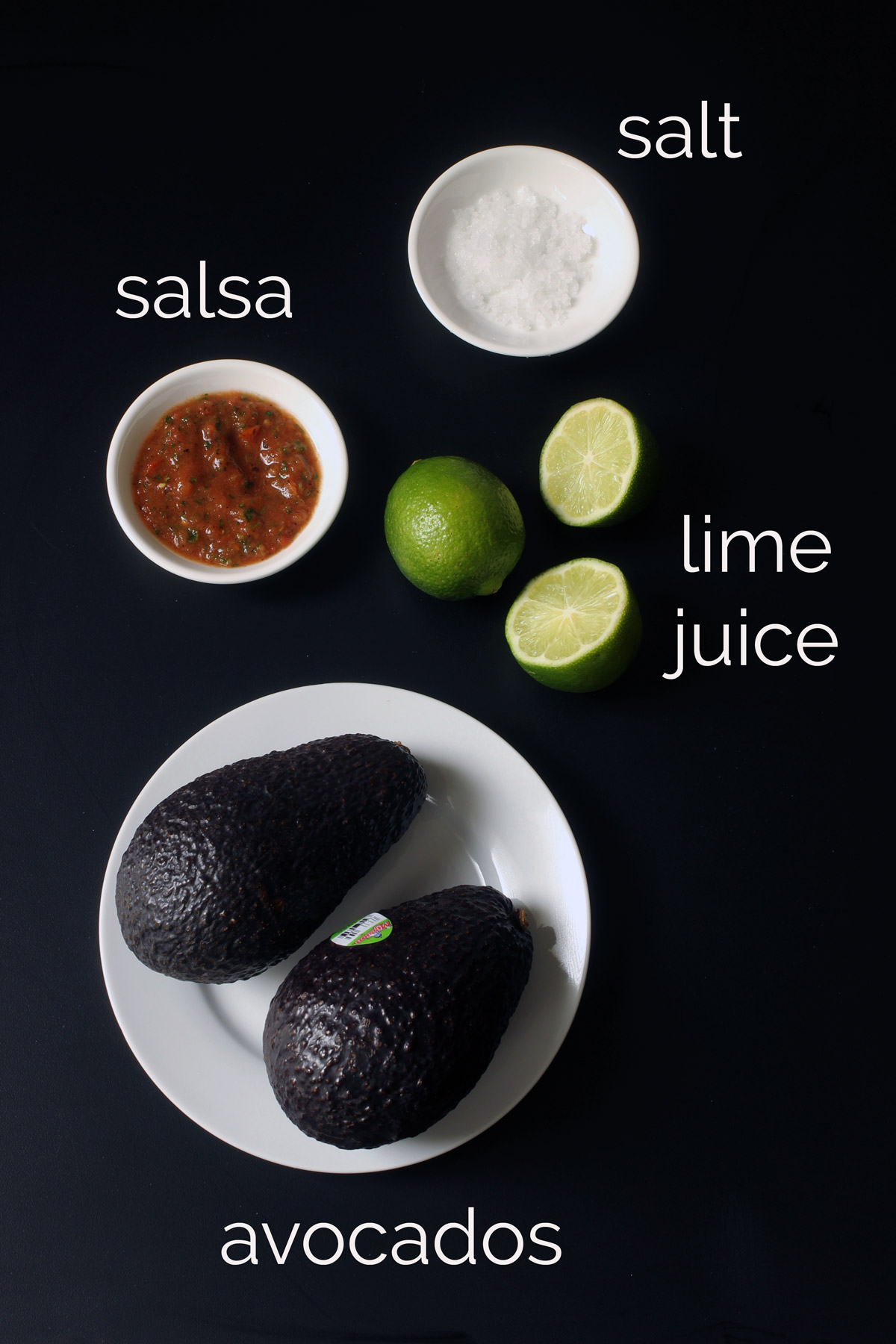 ingredients for guacamole on table top