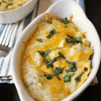 gratin dish with enchilada casserole