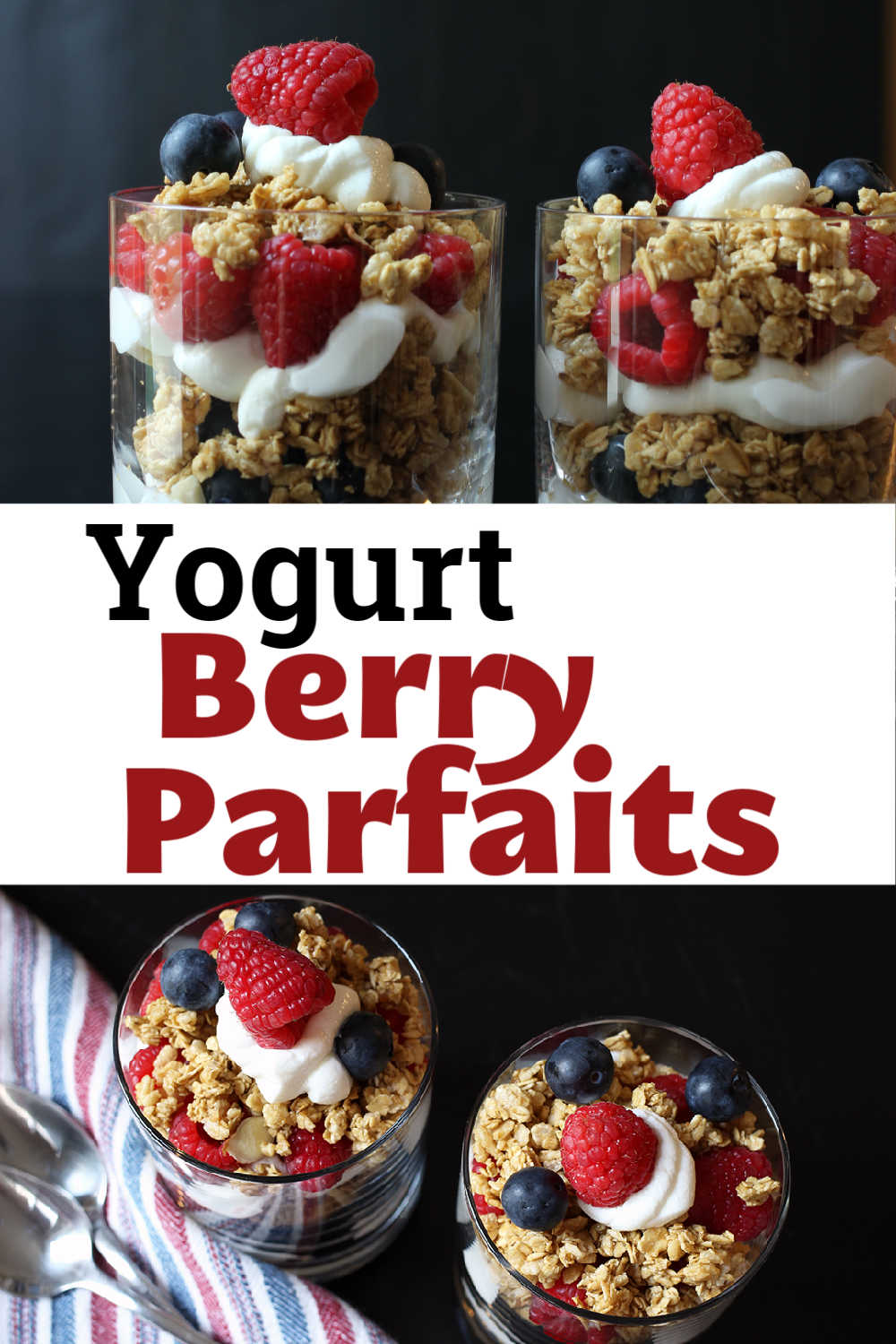 yogurt berry parfaits on table