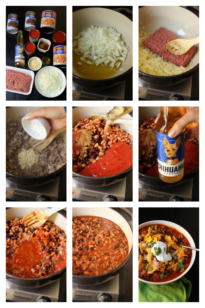 step by step photos of how to prep the chili