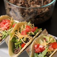 plate of shredded beef tacos