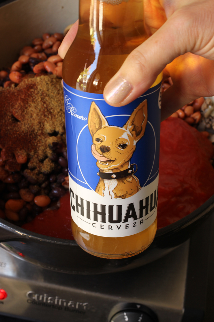 bottle of chihuahua beer for chili