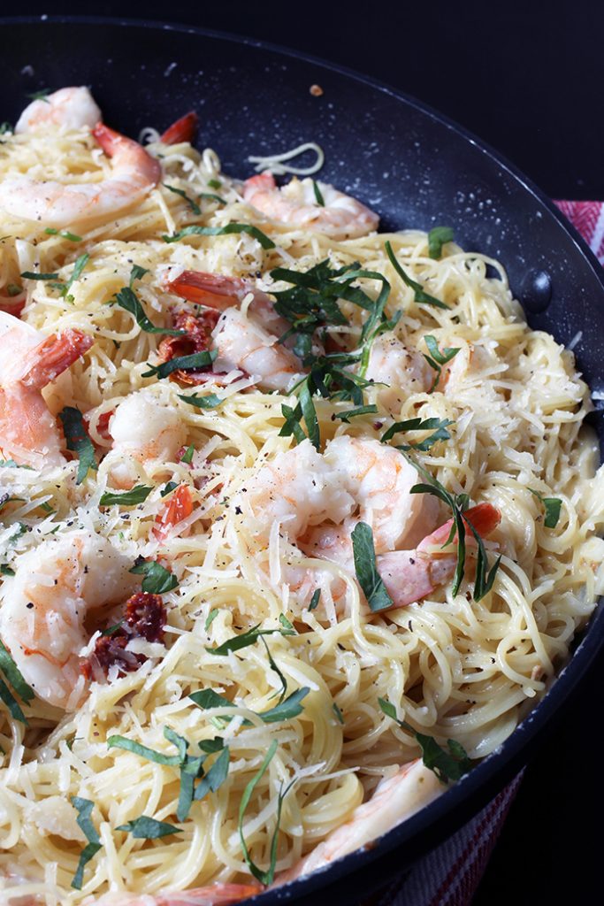 Shrimp Pasta with Garlic Cream Sauce - Good Cheap Eats