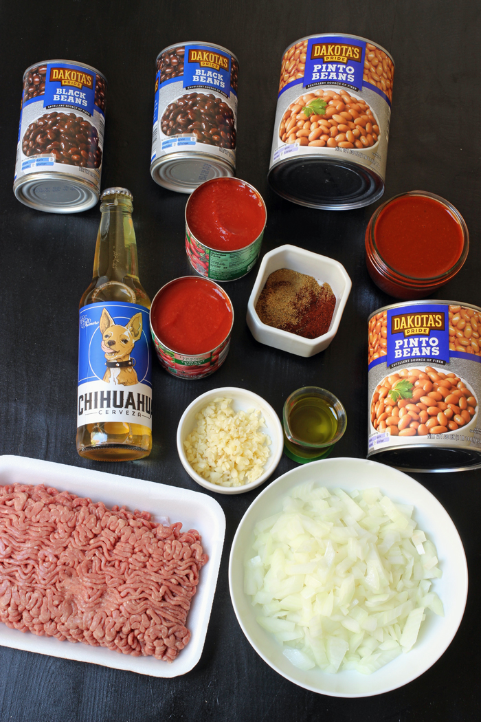 ingredients for chili laid out on the table