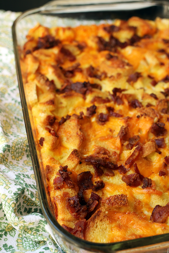 Bacon and Cheese Egg Bake in casserole dish