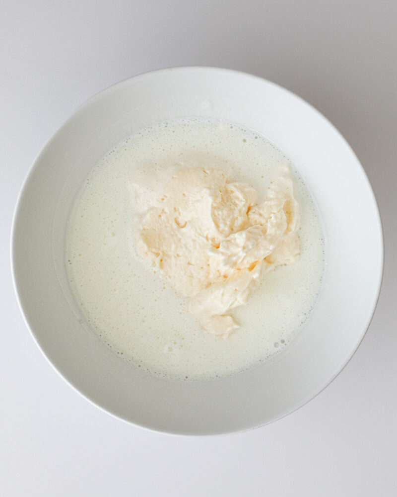 white bowl with buttermilk and mayo.