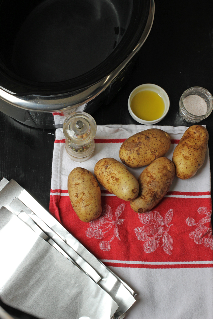 baking potatoes and a slow cooker