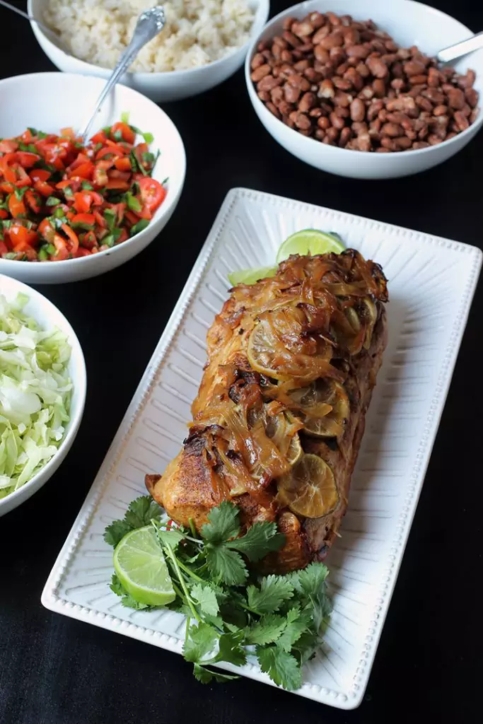 cumin pork loin on platter