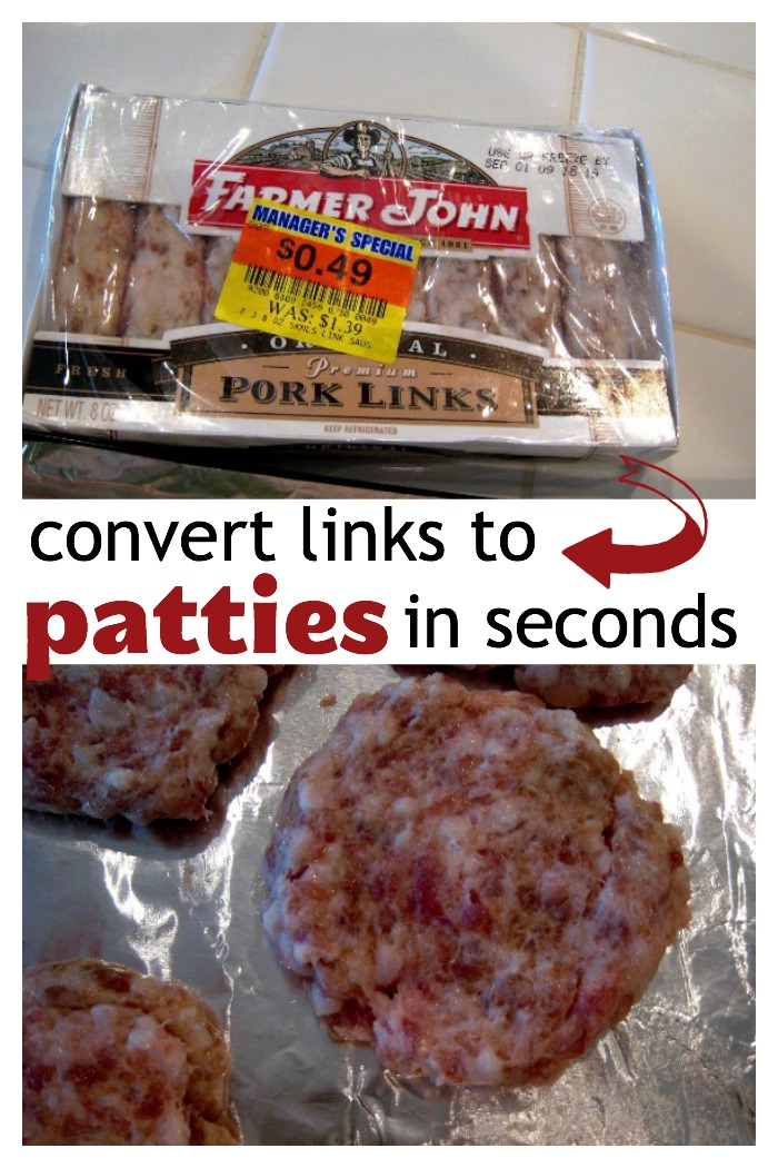 package of breakfast links turned into sausage patties