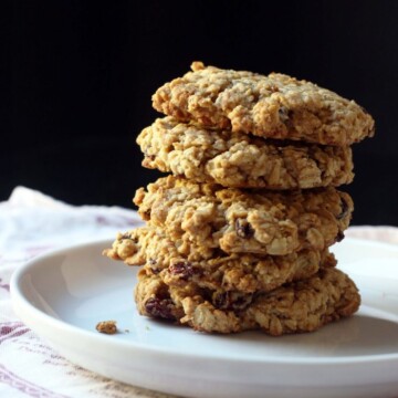 stack of four cookies on plate