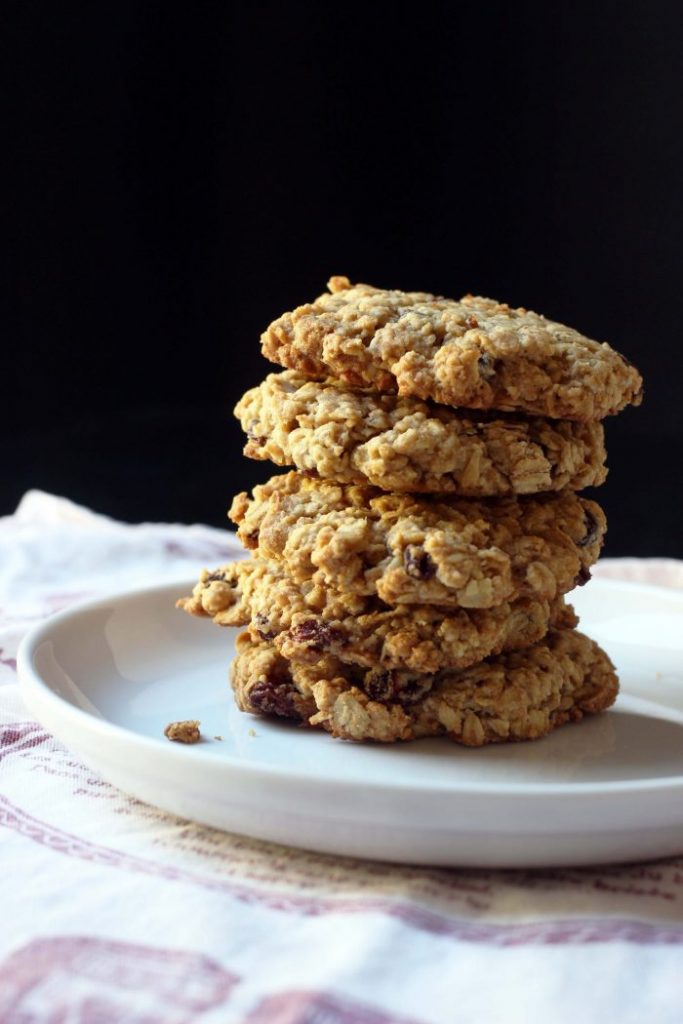 stack of four cookies on plate