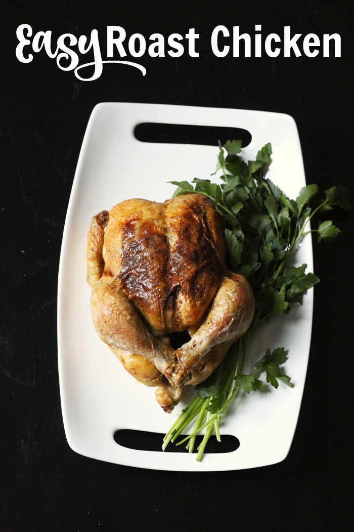 Platter with a roast chicken