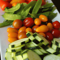 vegetable tray with cucumbers