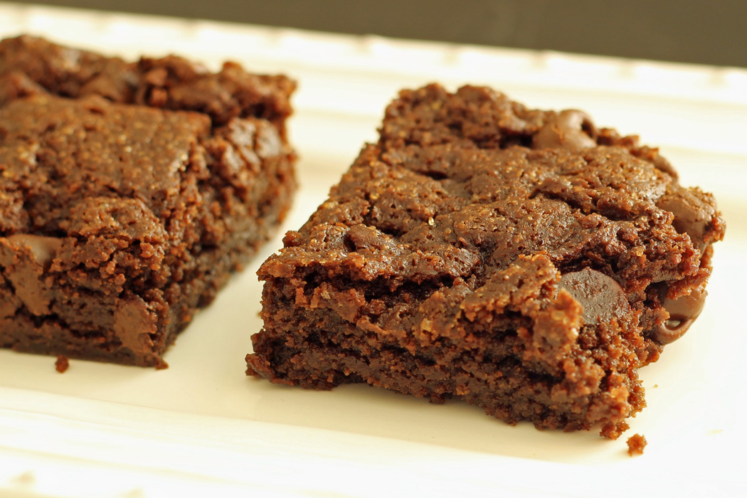 brownie squares on a plate