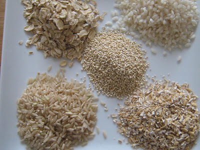 piles of grains on a plate