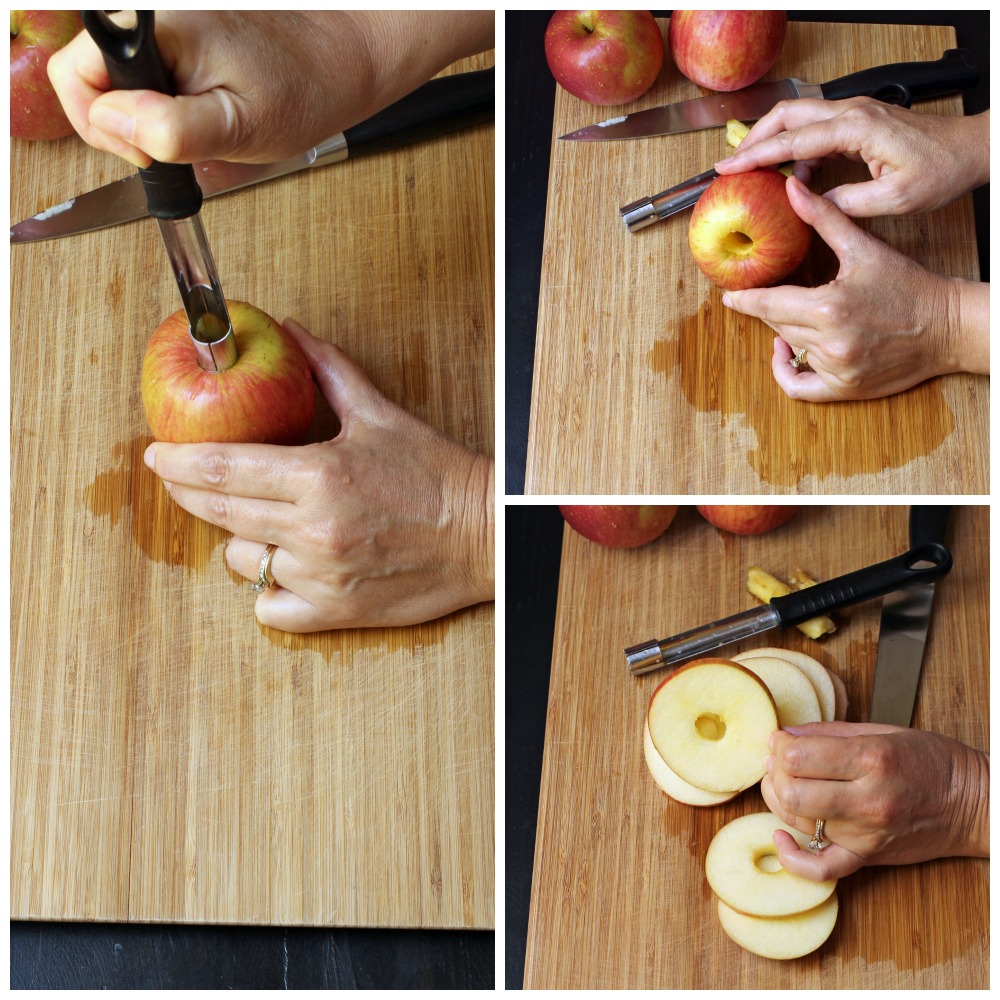 Apple rings cut with corer and knife