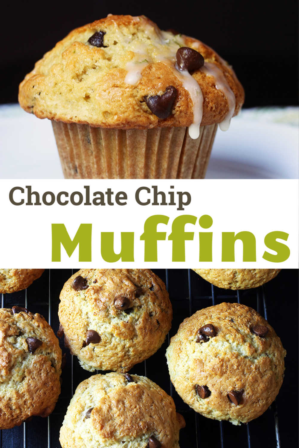 A close up of chocolate chip muffins