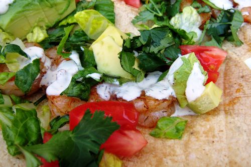 A close up of shrimp tacos