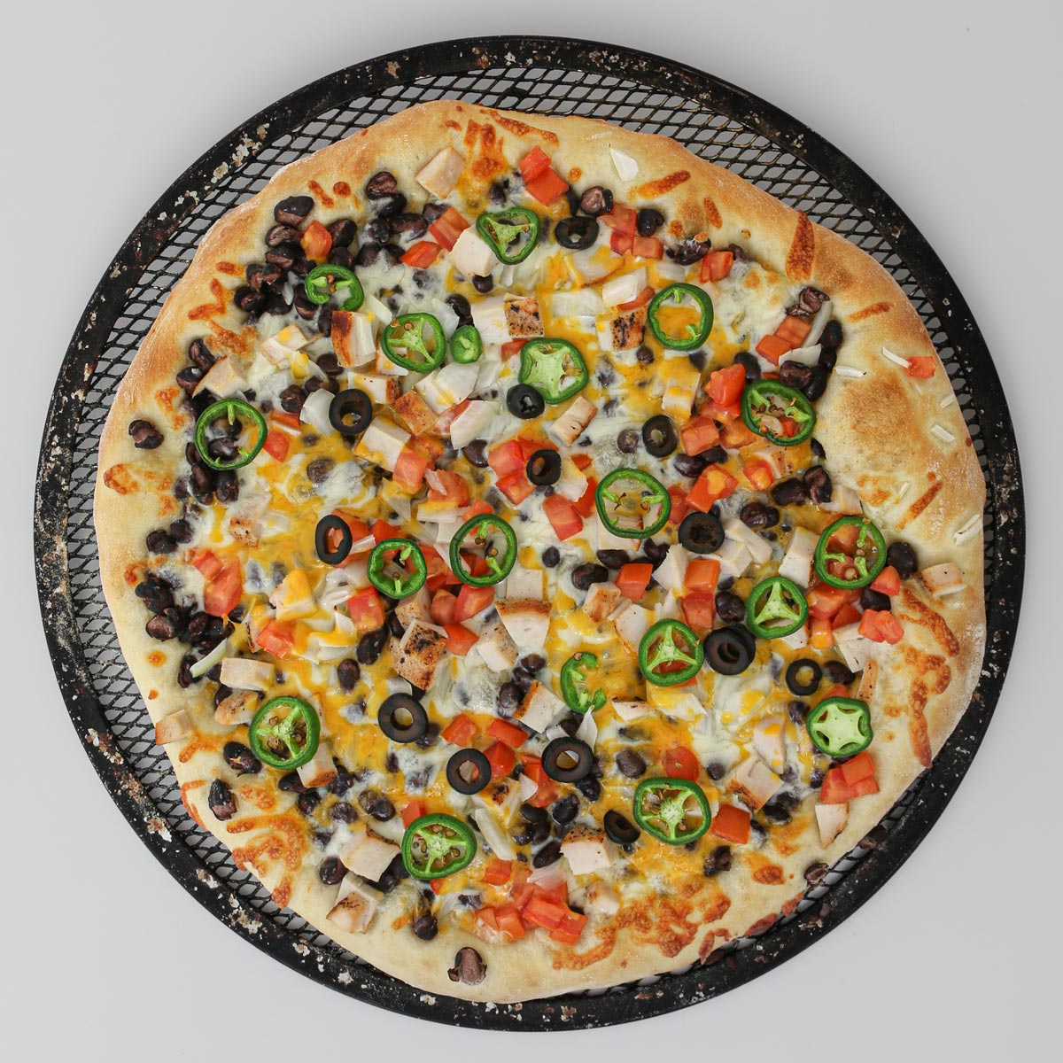 the baked black bean pizza.