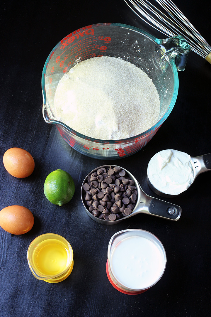 ingredients for making making laid out on table with whisk