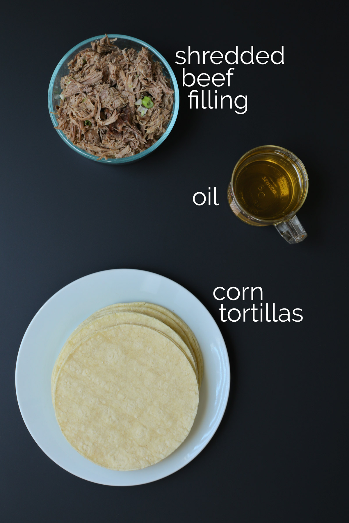 ingredients for beef taquitos.