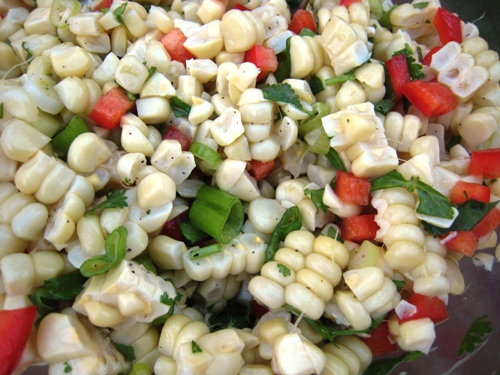 close up of corn salad
