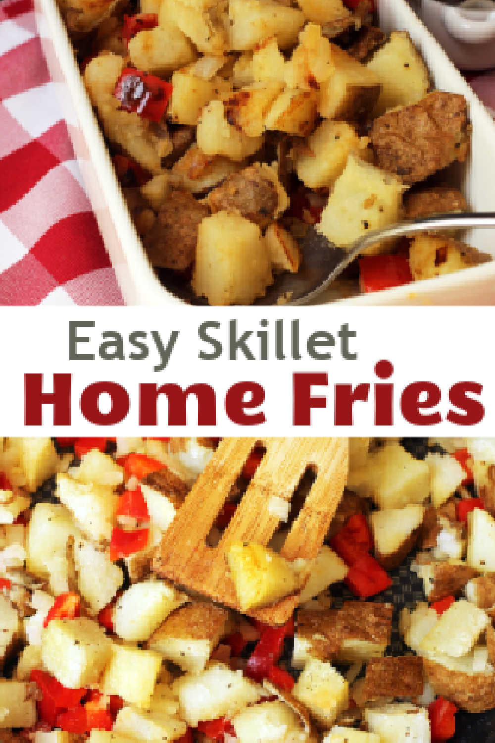 A plate and skillet with home fries