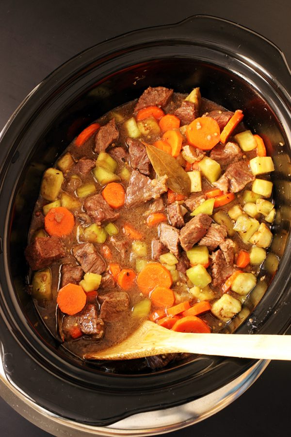 Slow Cooker Beef Stew with Eggplant & Carrots - Good Cheap Eats