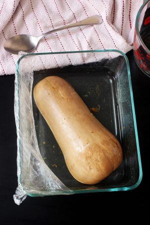 cooked Squash in glass dish
