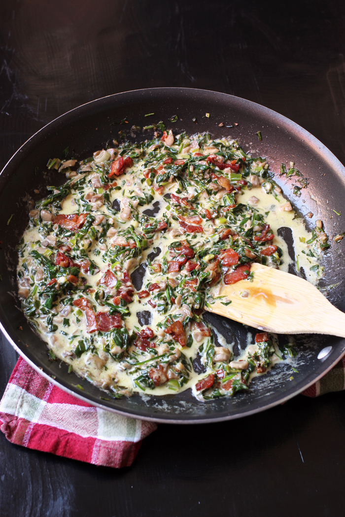 filling for stuffed mushrooms in skillet