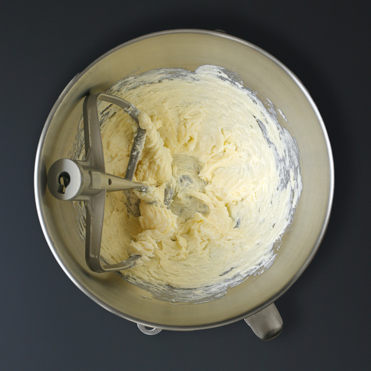 creme butter and sugar in bowl.
