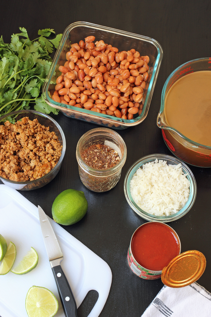 ingredients for bean and rice soup