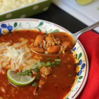 spoonful of bean and rice soup