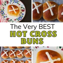 hot cross bun collage, with text overlay.