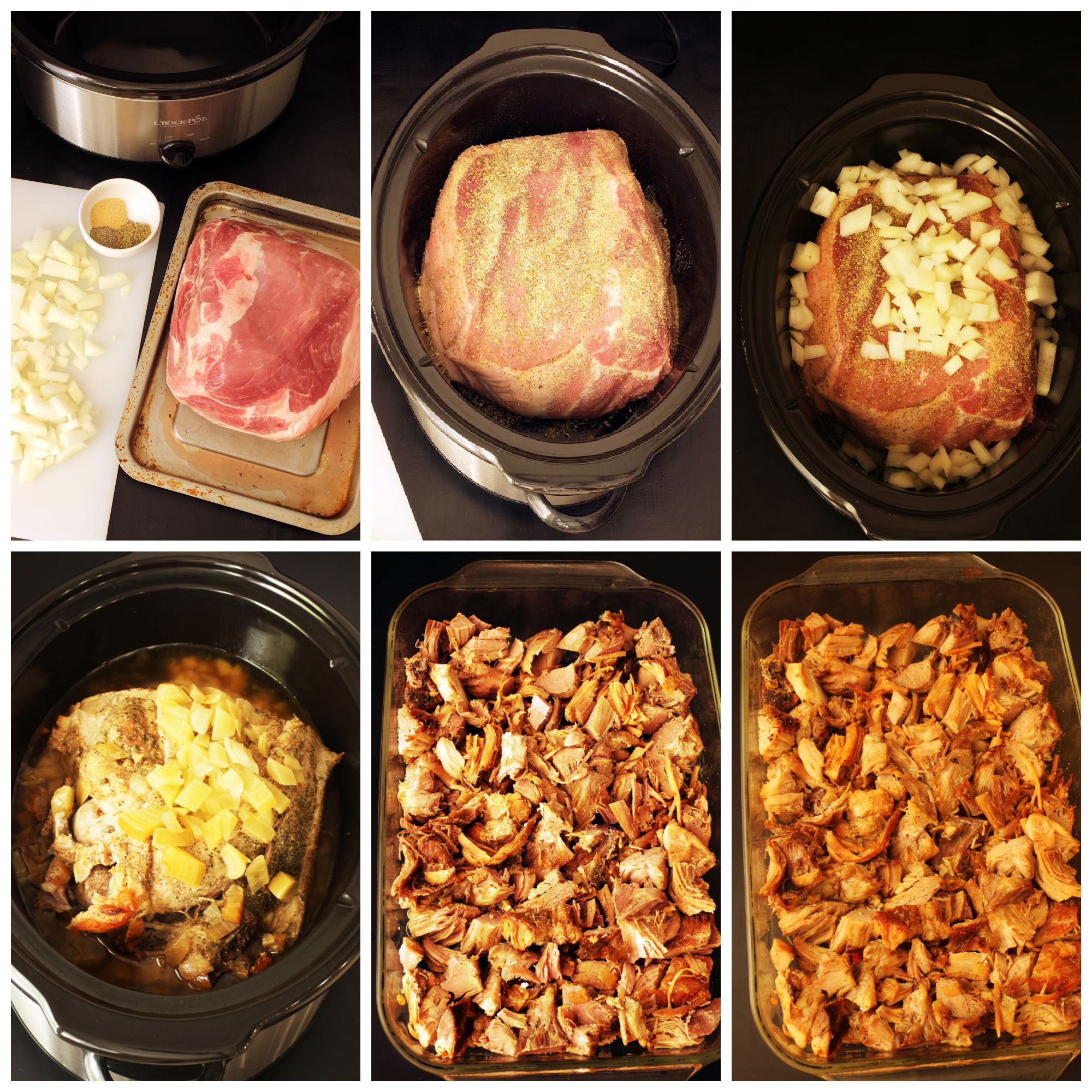 step by step photos of carnitas collage