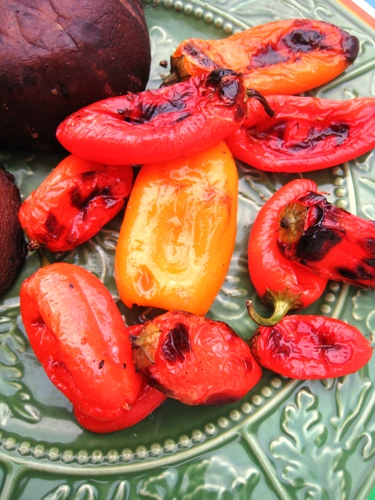 mini grilled peppers on a plate