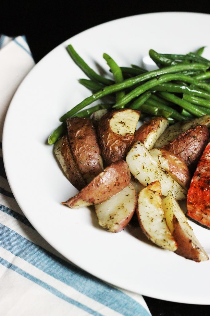 potatoes and green beans on plate