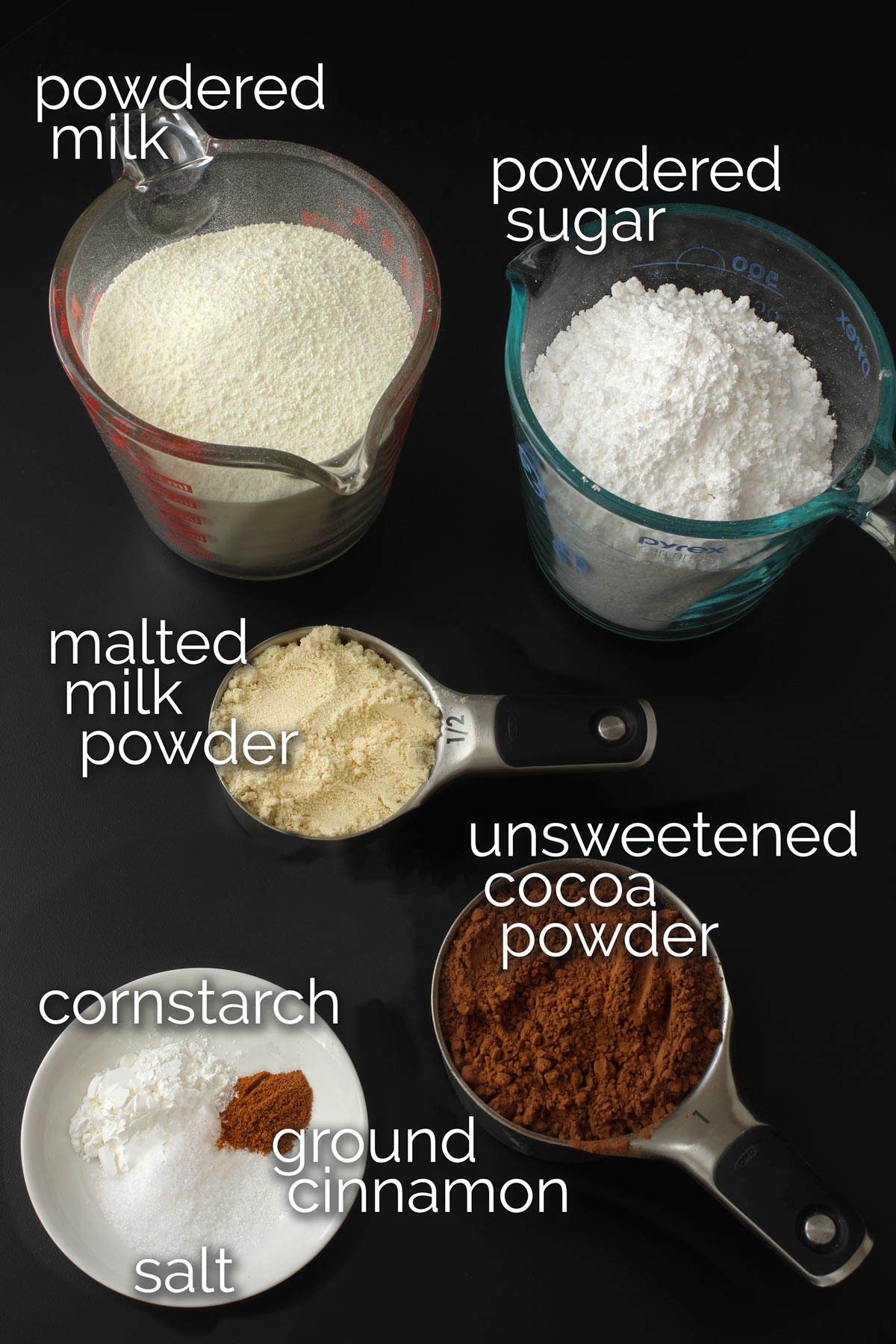 ingredients for malted cocoa mix