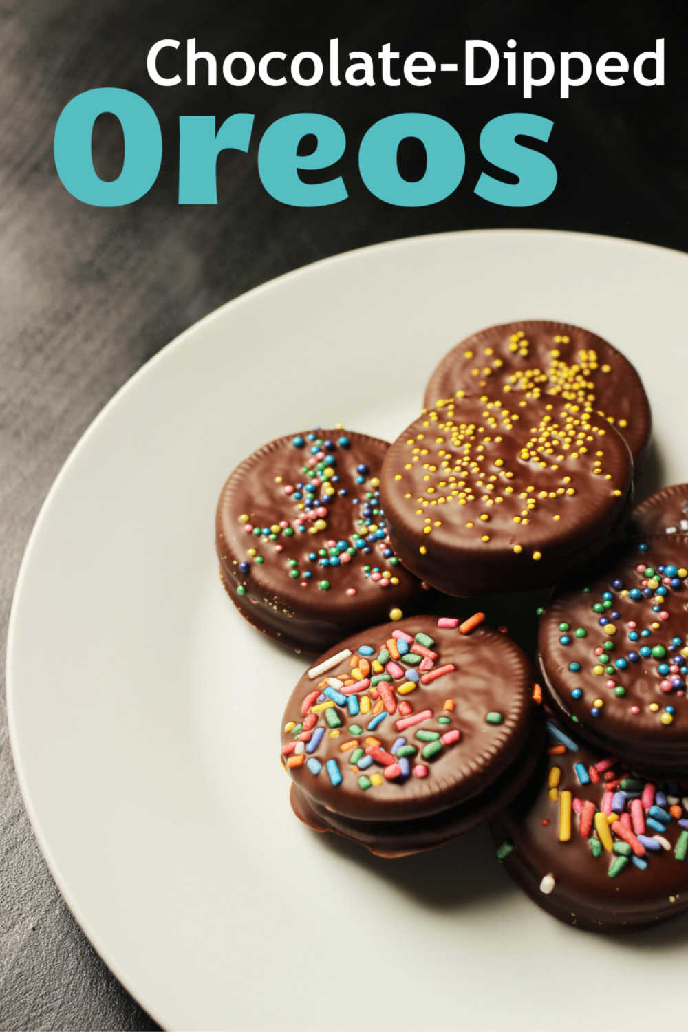 chocolate covered oreos on a plate