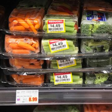 close up of veggie trays on christmas clearance.