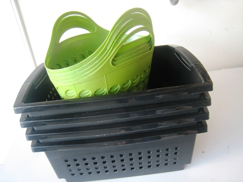 buckets and totes for organizing freezer