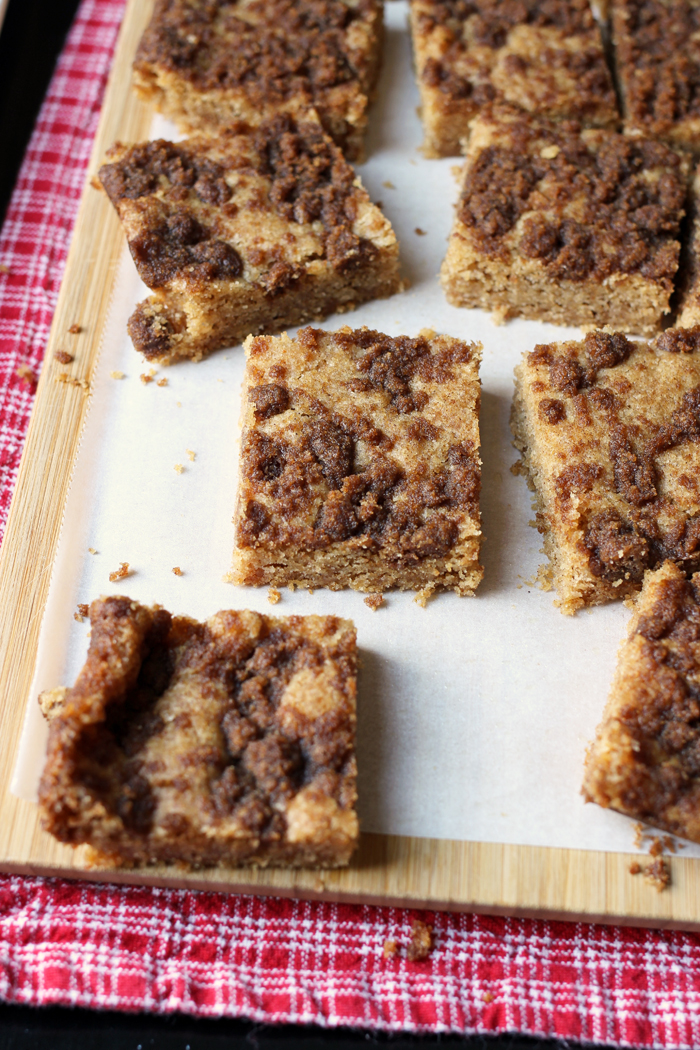 snickerdoodle bars on a cutting board