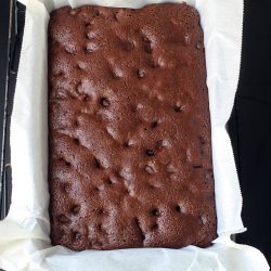 baked pan of brownies