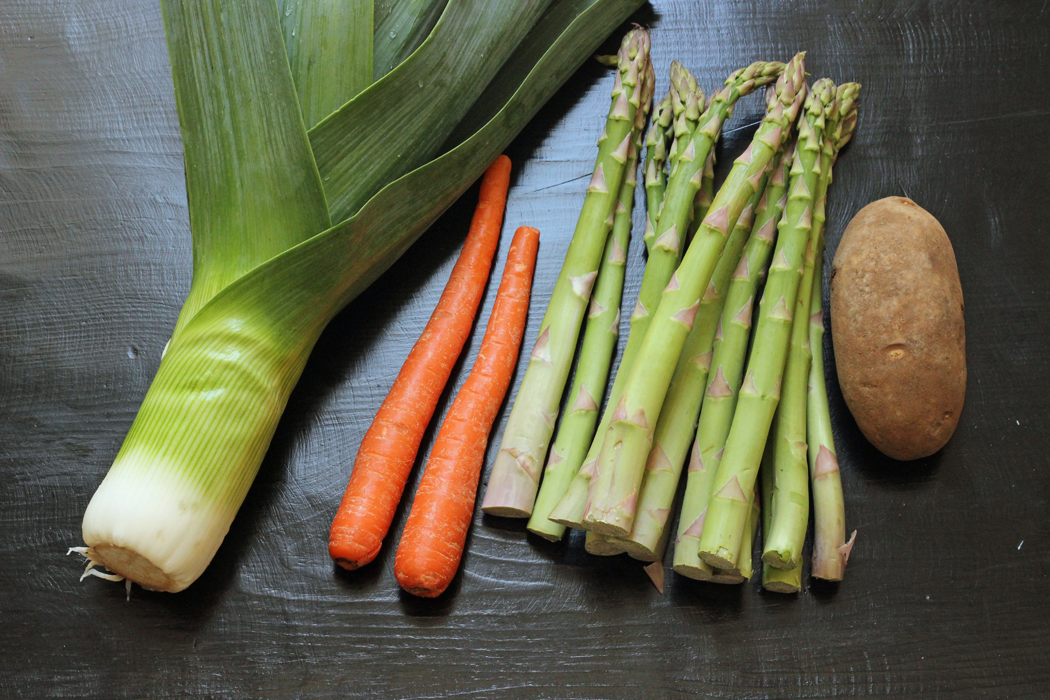 leek carrots asparagus and potatoes to freeze for later