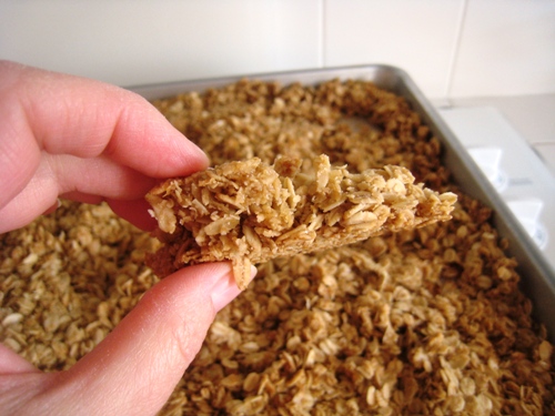 holding a granola cluster