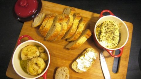 Roasted Garlic Baked Goat Cheese Appetizer