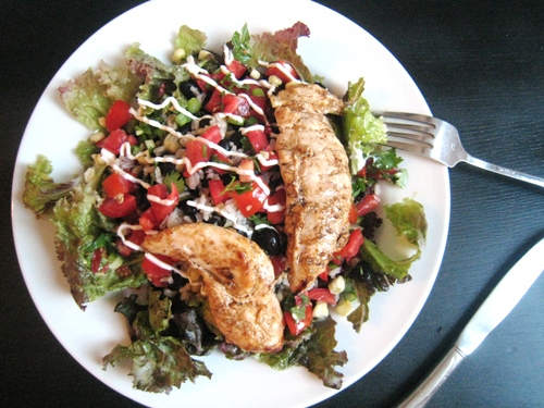 A plate of Chicken and Salad