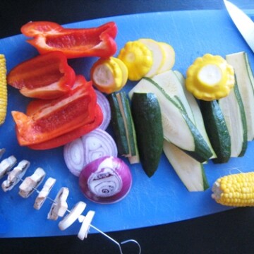 mixed vegetables on cutting board